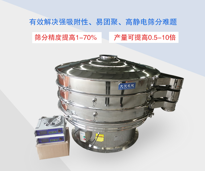 超聲波振動篩主要用于篩分粘性強、高靜電、易團聚的精細粉末